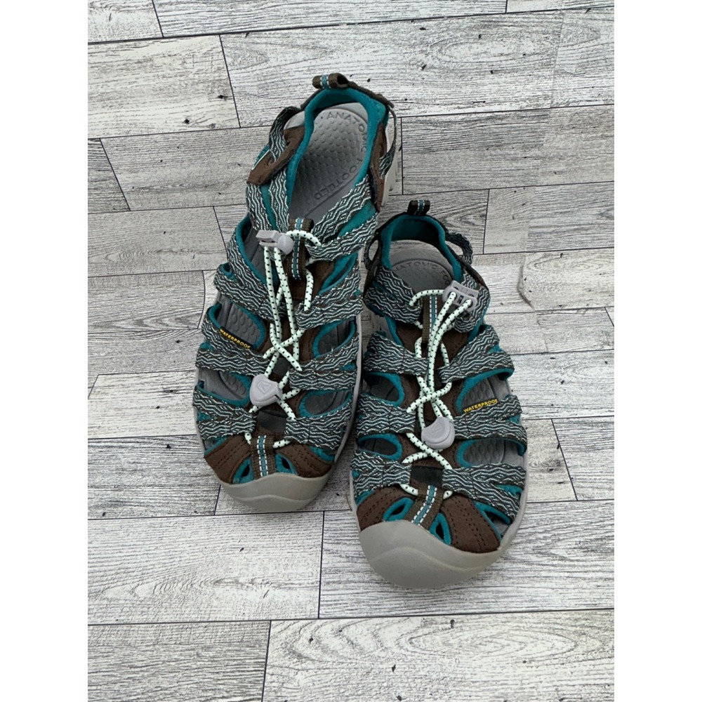KEEN Whisper Sandals Women Sz 6.5 Brown Teal Waterproof Hiking Shoes 1020327